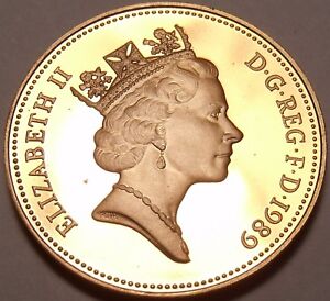 Great Britain Penny, 1989~Gem Cameo Proof~100,000 Minted~Crowned Portcullis~Fr/S