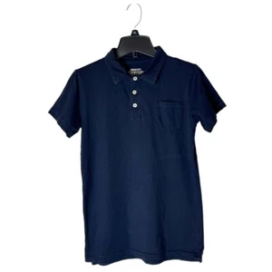 J Crew Crewcuts Shirt Youth 14 Navy Blue Cotton Pocket Everyday Polo Shirt - Picture 1 of 7