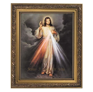 Divine Mercy of Jesus Framed Print 11"x13" Gold Finish Frame NEW 79-829 - Picture 1 of 1