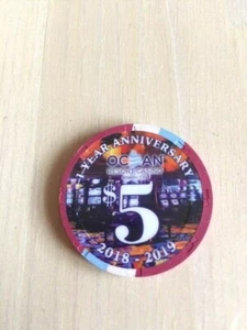5 $ Ocean Resort Casino 1 Year Anniversary Chip 2018-2019 "NEU" Limited Edition - Bild 1 von 2