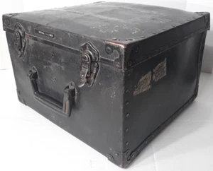 Antik Zug Reise schwarz Metall Etui Verkäufer Einzelhandelslinien - Bild 1 von 12