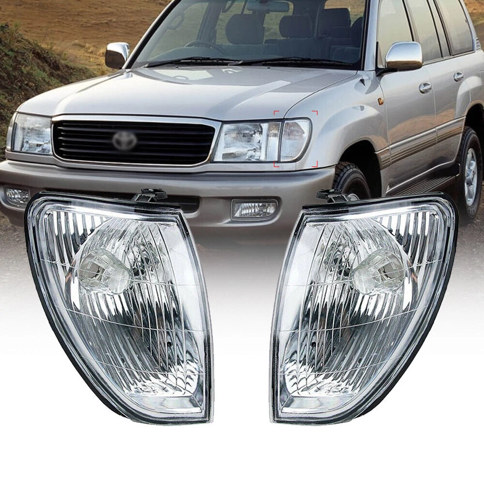 Par de luces de esquina delanteras transparentes para Toyota Land Cruiser serie 100 1998-2005 Foto 1 de 4