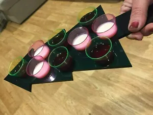 CHRISTMAS TREE SHOT GLASS PADDLE IN GREEN TINTED PERSPEX ..GREAT 4 A XMAS PARTY - Picture 1 of 2