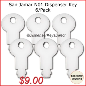 San Jamar #N01 Dispenser Key for T400 Series Centerpull Dispensers (6/Pack) - Picture 1 of 3