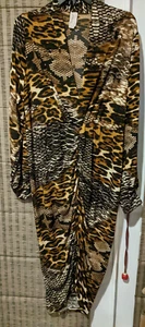 Neu mit Etikett Libian Curve Midi Leopard Schulterfrei/Handgelenk Größe 2X - Bild 1 von 10