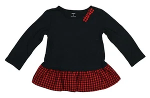Carter's Girls Size 4T Long Sleeve Solid/Plaid Peplum Hem Top NWT Black/Red - Picture 1 of 1