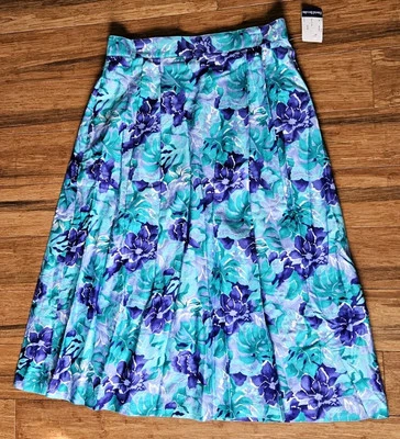 Falda David Brooks Floral Plisada Cremallera Lateral 100% Algodón Con 1 Bolsillo Talla 18 EE. UU. Foto 1 de 4