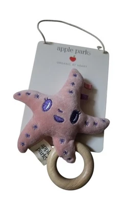 Apple Park Organic Cotton Wooden Teether Starfish NWT Baby Toy Ocean  - Image 1 of 3
