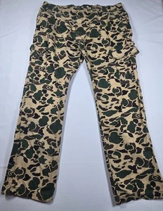 VTG Y2K Imperious Jeans Men 38x32 CARGO CAMO Army Green Tan 100% Cotton Jeans. - Picture 1 of 12