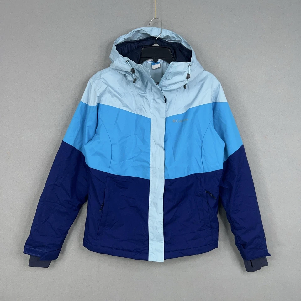 Columbia Jacket Womens Large Blue Colorblock Omni-Tech Heat Hooded Tipton Peak - Image 1 of 4