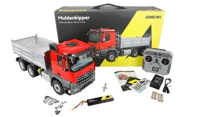 Mercedes-Benz Arocs 6x6 Muldenkipper 1:14 RTR Rot Amewi RC LKW mit Licht - Bild 1 von 4
