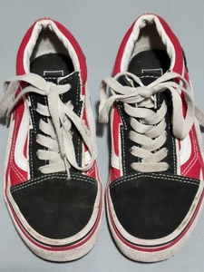 Vans Kids Sz 2.5 Lightning Bolt Red Black Shoes - Picture 1 of 7
