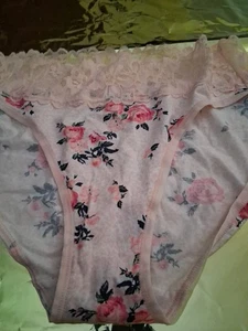 Vintage Victoria's Secret Höschen geblümt seidig mit Spitzenbund, M - Bild 1 von 6