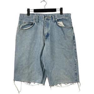Vintage Wrangler Relaxed Raw Hem Denim Shorts Blue Mens 33 - Picture 1 of 7