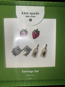 Kate Spade New York Target Ohrring 3er Set Pommes Champagner Erdbeeren - Bild 1 von 4