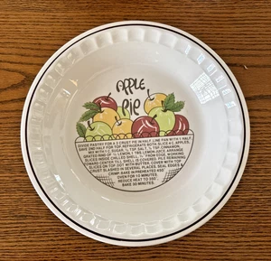 Vintage Ceramic Apple Pie Recipe Baking Dish, 10.5" W x 2" D - Picture 1 of 2