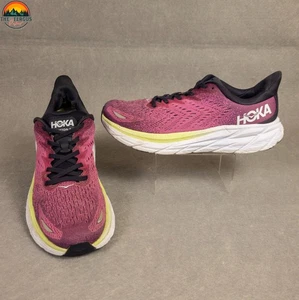 Hoka One One Clifton 8 Athletic Shoes Pink Low Top Lace-Up Women's Size 9.5 B - Picture 1 of 17