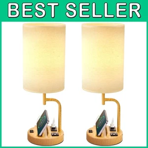 Modern Table Lamp with 3 USB Ports and AC Outlet - Picture 1 of 9