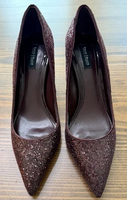 WhiteHouseBlackMarket Garnet Glitter Stiletto Heels, Sz 9M, Very Good Condition - Image 1 of 4