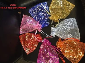 Sacchetti bomboniere matrimonio regalo organza 10/25/50 gioielli rete festa coulisse sacchetti - Foto 1 di 21
