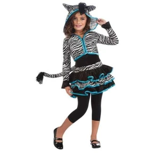 Drama Queens Zebra Print Hoodie size S 4/6 Girls Costume Dress Outfit Rubie's - Picture 1 of 2