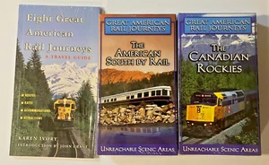 Railroad Train Journeys - Travel Guide & 2 diff Great American Rail VHS all new! - Picture 1 of 9