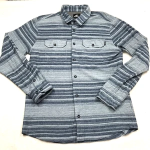 Y2K ONEILL Flannel Shirt Men M Blue Cyan Serape Stripe Southwest Blanket - Picture 1 of 15