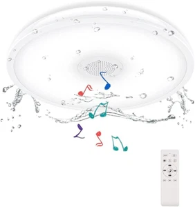 Upgrade Waterproof Ceiling Light LED Music Ceiling Lamp with Bluetooth Speaker,F - Picture 1 of 12