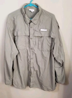 Field And Stream Mens Shirt XL Green Fishing Vented Button Up Long Sleeve Nylon - Image 1 of 4