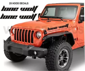 2x Vinyl Hood Decals for Jeep Wrangler/Gladiator Lone Wolf Hood sides decals - Foto 1 di 1