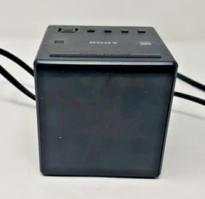 Retro Sony ICF-C1 Alarm Clock Radio AM/FM Black Cube LED Display Tested Works - Picture 1 of 4