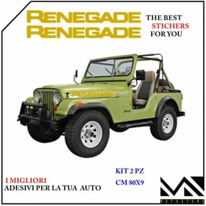 KIT ADESIVI STICHERS SCRITTA RENEGADE PER JEEP CJ CJ3 CJ5 CJ7 CJ8 MOD2 ORO - Imagen 1 de 1