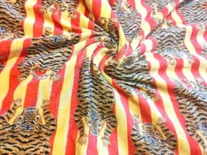 Tapicería hippie de terciopelo hippie con estampado de tigre amarillo indio fabricación de tela arte - Imagen 1 de 5