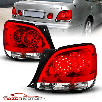 For 1998-2005 Lexus GS300/GS400/GS430 Red Clear LED Rear Brake Tail Lights Set - Image 1 of 4