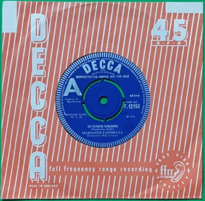 Marianne Faithfull - Summer nights / 7" Single UK Decca Demo Sample - Bild 1 von 2
