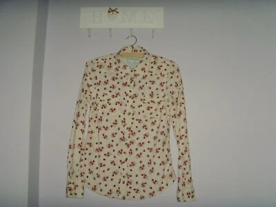 Marks and Spencer Indigo Corduroy Shirt Size 8 Floral Print - Image 1 of 4