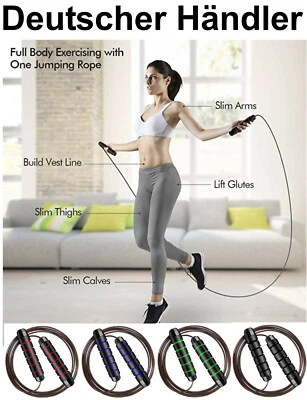 Profi Springseil Kugellager Stahlseil Boxen Hüpfseil Sprungseil Seilspringen - Bild 1 von 4