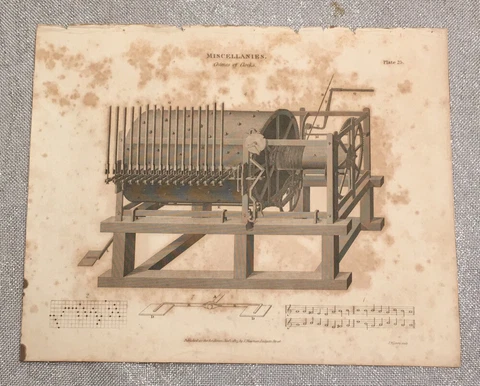 Original 1836 Engraving Mechanical Processes Clock Chimes P. Barlow & J.W. Lowry Cover