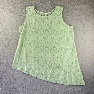 Cato Est. Grünes ärmelloses Tanktop Bluse mit Spitze von 1946 Gr. 22/24 W asymmetrischer Saum - Bild 1 von 14