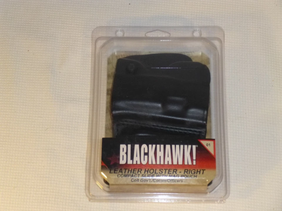 Blackhawk RH Leather Holster 420201BK-R Compact Slide w / Magazine Pouch - Image 1 of 4