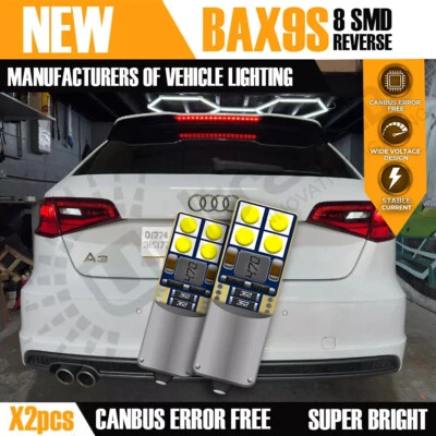 2x Audi A3 S3 RS3 8v Reverse White canbus Bulbs 8smd SMD Error Free BAX9S 3030 - Image 1 of 4