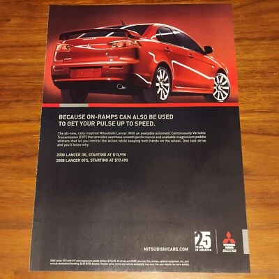 MITSUBISHI 2008 LANCER GTS ANUNCIO IMPRESO REVISTA ANUNCIO RAMPAS DE ENCENDIDO SE PUEDE UTILIZAR Foto 1 de 4