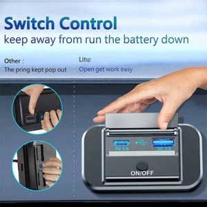 12V USB QC3.0 & PD Dual Port Car Fast Charger Socket Power Outlet On-Off Switch - Picture 1 of 10
