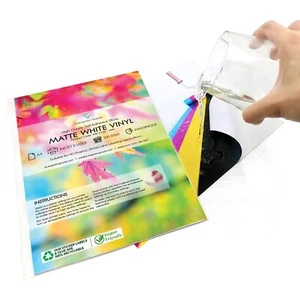 20 feuilles auto-adhésives vierges étanches A4 PVC vinyle blanc mat autocollant encre... - Photo 1/6