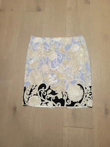 Tahari Size 8 Multi-Color Paisley Floral Skirt Fully Lined Back Zip Elegant  - Picture 1 of 6