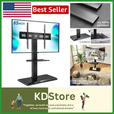 Elevate Your Entertainment: регулируемая черная угловая подставка для телевизора с поворотом и поворотом... - Изображение 1 из 4