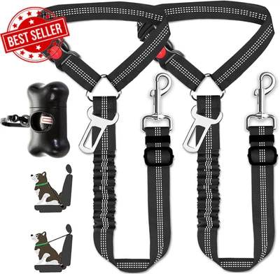 Dog Seat Belt Harness for Car - 3 in 1 Retractable Adjustable Pet Seatbelts 3 PC - image 1 of 4