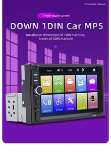 7" Double 2DIN Touch Screen Car Stereo FM MP5 Player Bluetooth Radio USB AUX - Picture 1 of 15
