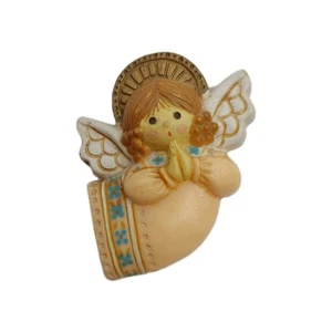 Punze betender Engel Anstecknadel Brosche Kunststoff entzückend Schutzengel Vintage  - Bild 1 von 6