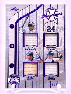 2025 Leaf Bronx Legacy Quad Relic A-ROD CANO JOHNY DAMON JASON GIAMBI /25 (GU) - Image 1 of 2